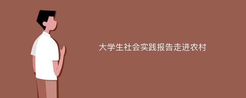 大学生社会实践报告走进农村