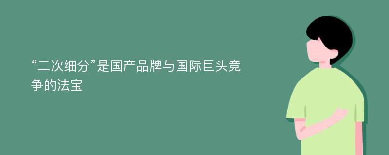 “二次细分”是国产品牌与国际巨头竞争的法宝