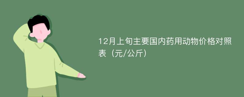 12月上旬主要国内药用动物价格对照表（元/公斤）