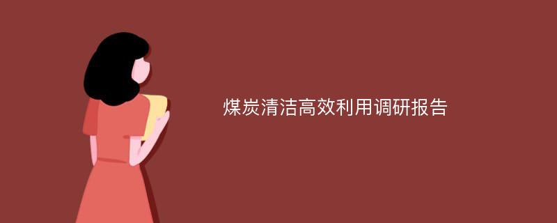 煤炭清洁高效利用调研报告